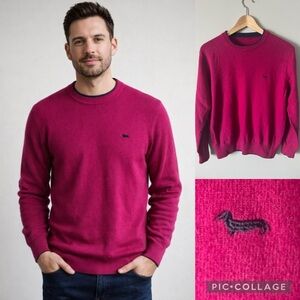Harmont & Blaine Fuchia Blue Crewneck Sweater 100% merino wool men’s small